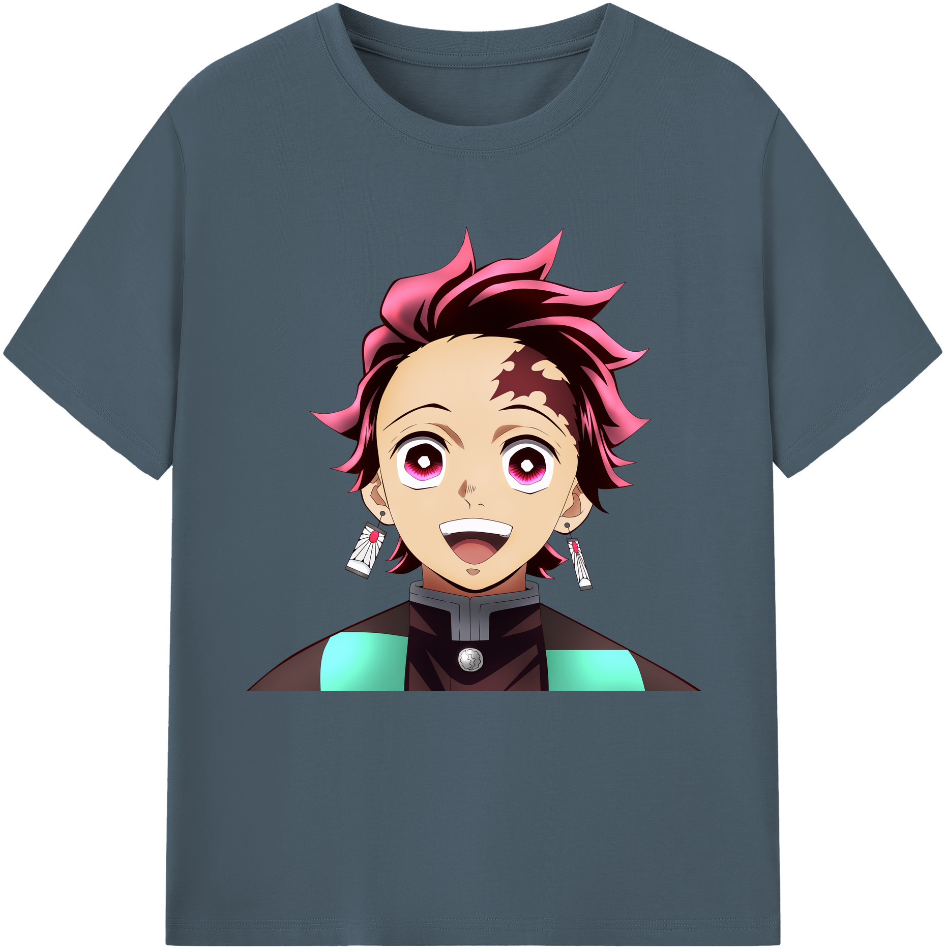 （画像用） 鬼滅の刃 竈門 炭治郎／かまど たんじろう Kamado Tanjirou 綿100％半袖Tシャツ（フロントプリント）